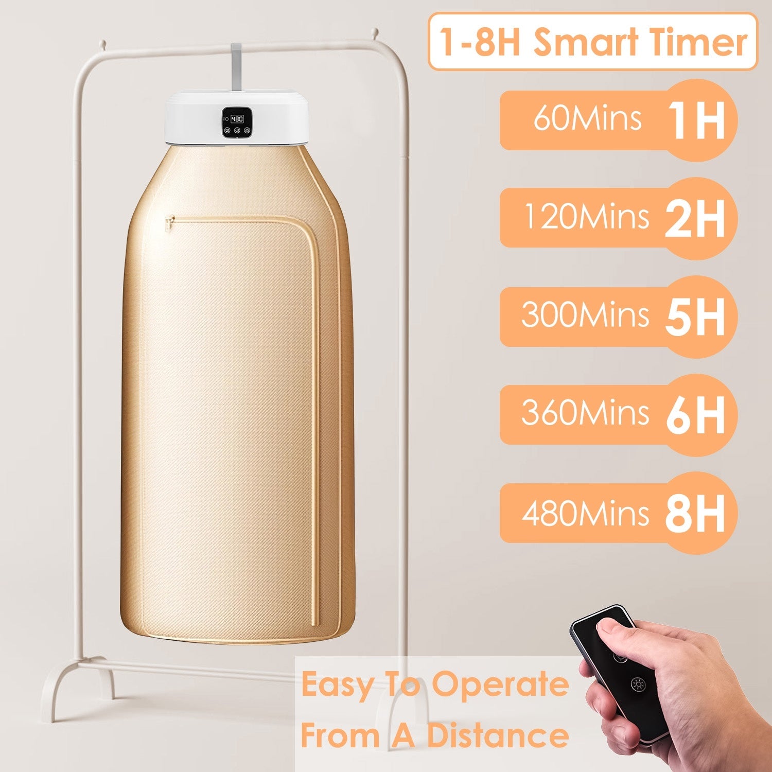 Sèche-linge portable compact avec minuterie, stérilisation UV, 2 modes de séchage et télécommande, idéal pour appartement, dortoir, voyage et maison 