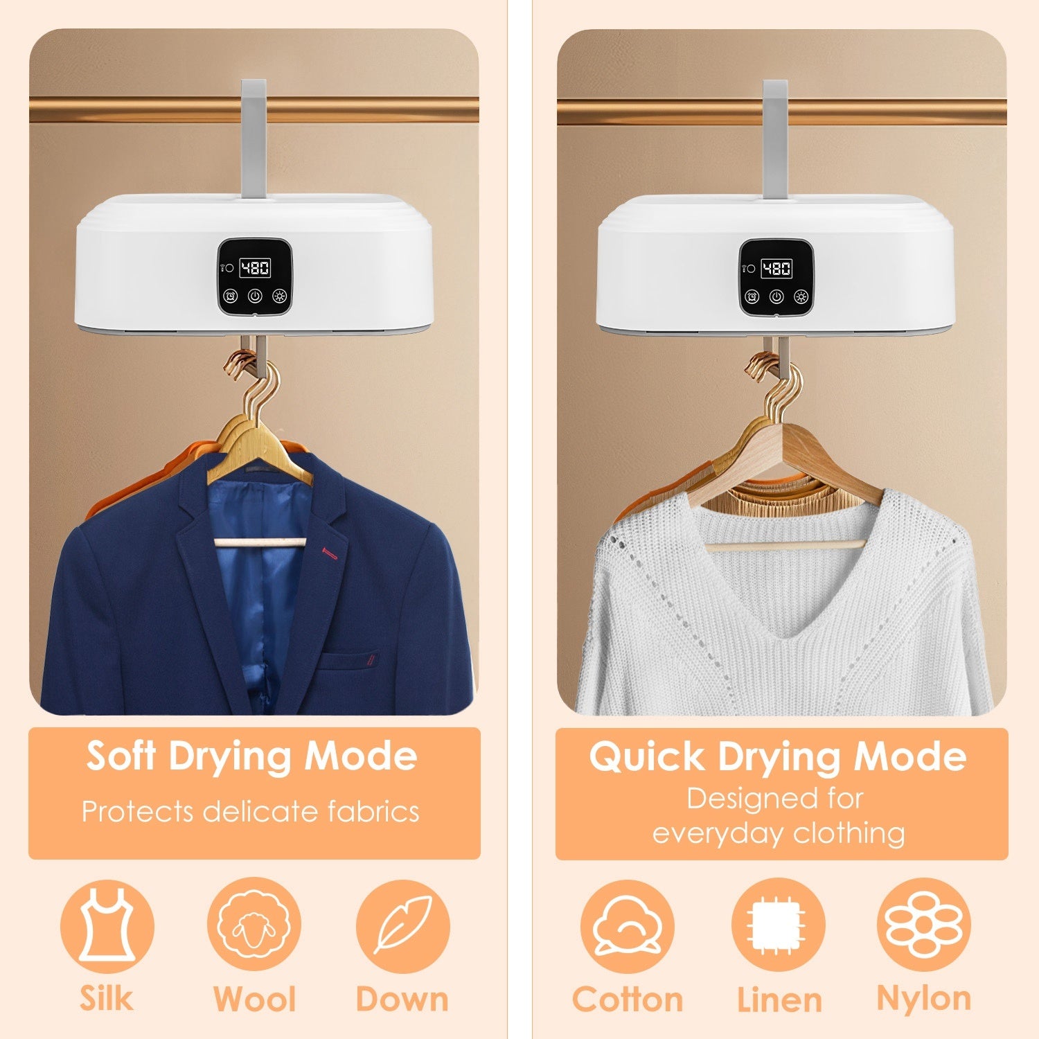 Sèche-linge portable compact avec minuterie, stérilisation UV, 2 modes de séchage et télécommande, idéal pour appartement, dortoir, voyage et maison 