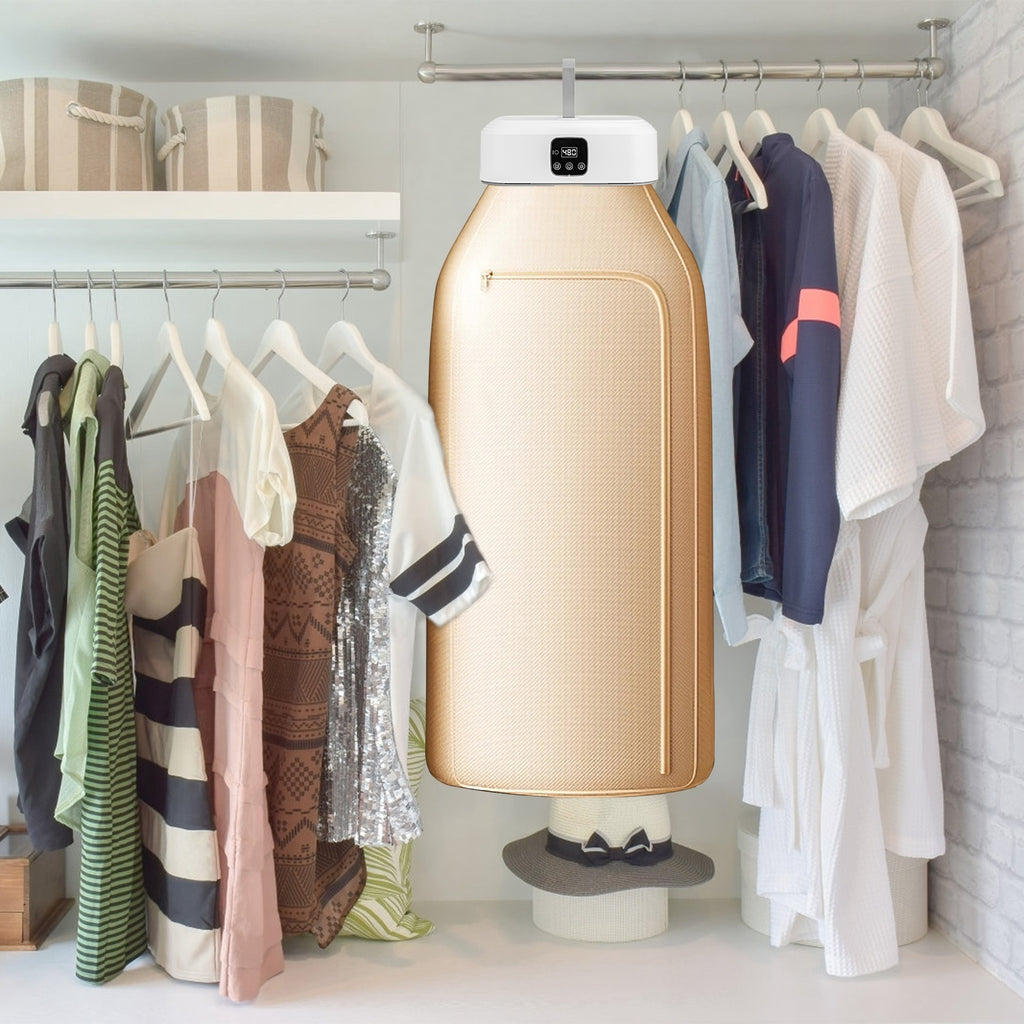 Sèche-linge portable compact avec minuterie, stérilisation UV, 2 modes de séchage et télécommande, idéal pour appartement, dortoir, voyage et maison 