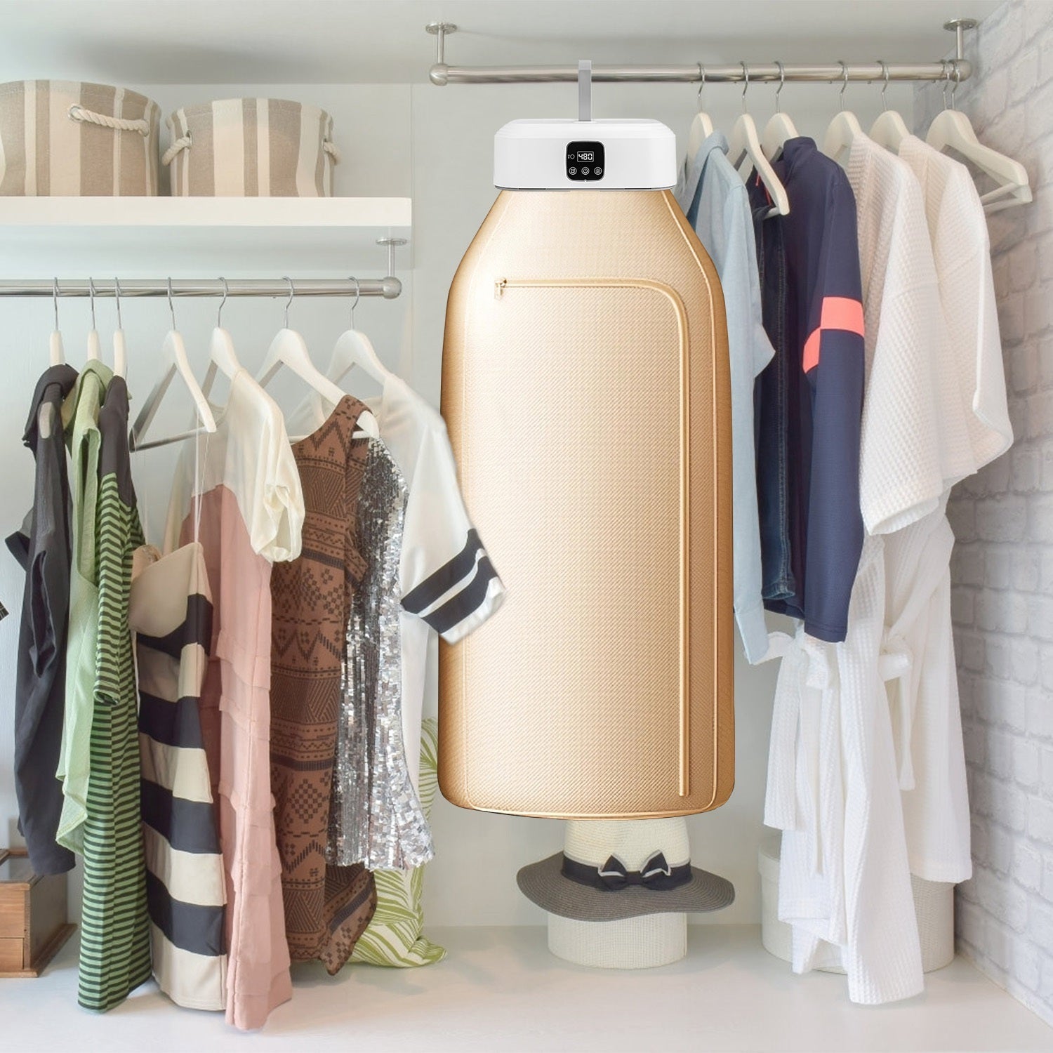 Sèche-linge portable compact avec minuterie, stérilisation UV, 2 modes de séchage et télécommande, idéal pour appartement, dortoir, voyage et maison 